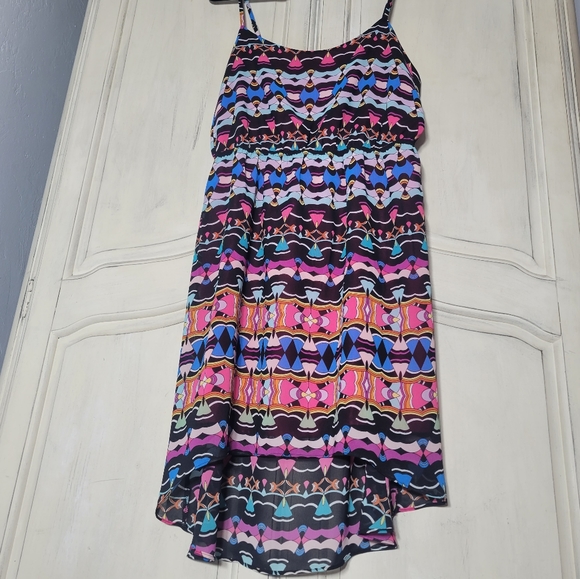 NICOLE by Nicole Miller Multi Graphic Hi-Low Spaghetti Strap Pullon Dress *sz 14 - Picture 1 of 12